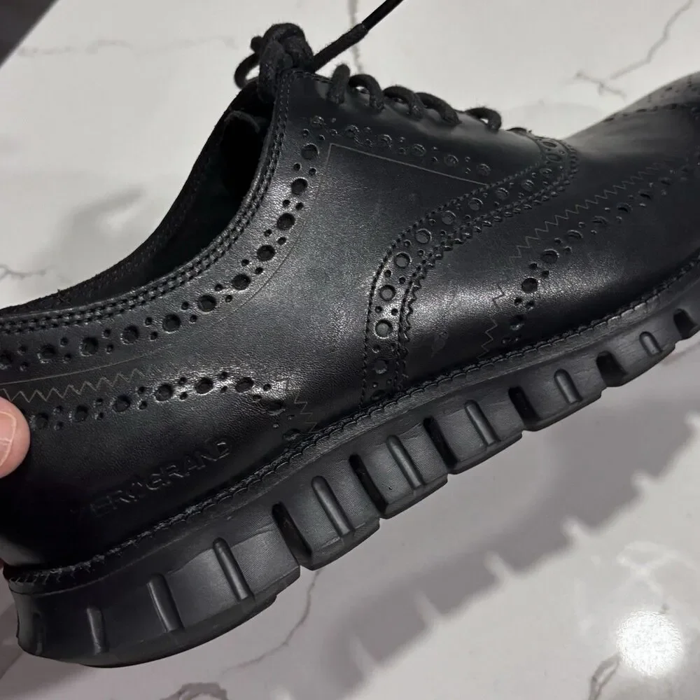 COLE HAAN Zerogrand Wingtip Oxford Black Dress Casual Shoes Men's Size 11.5M